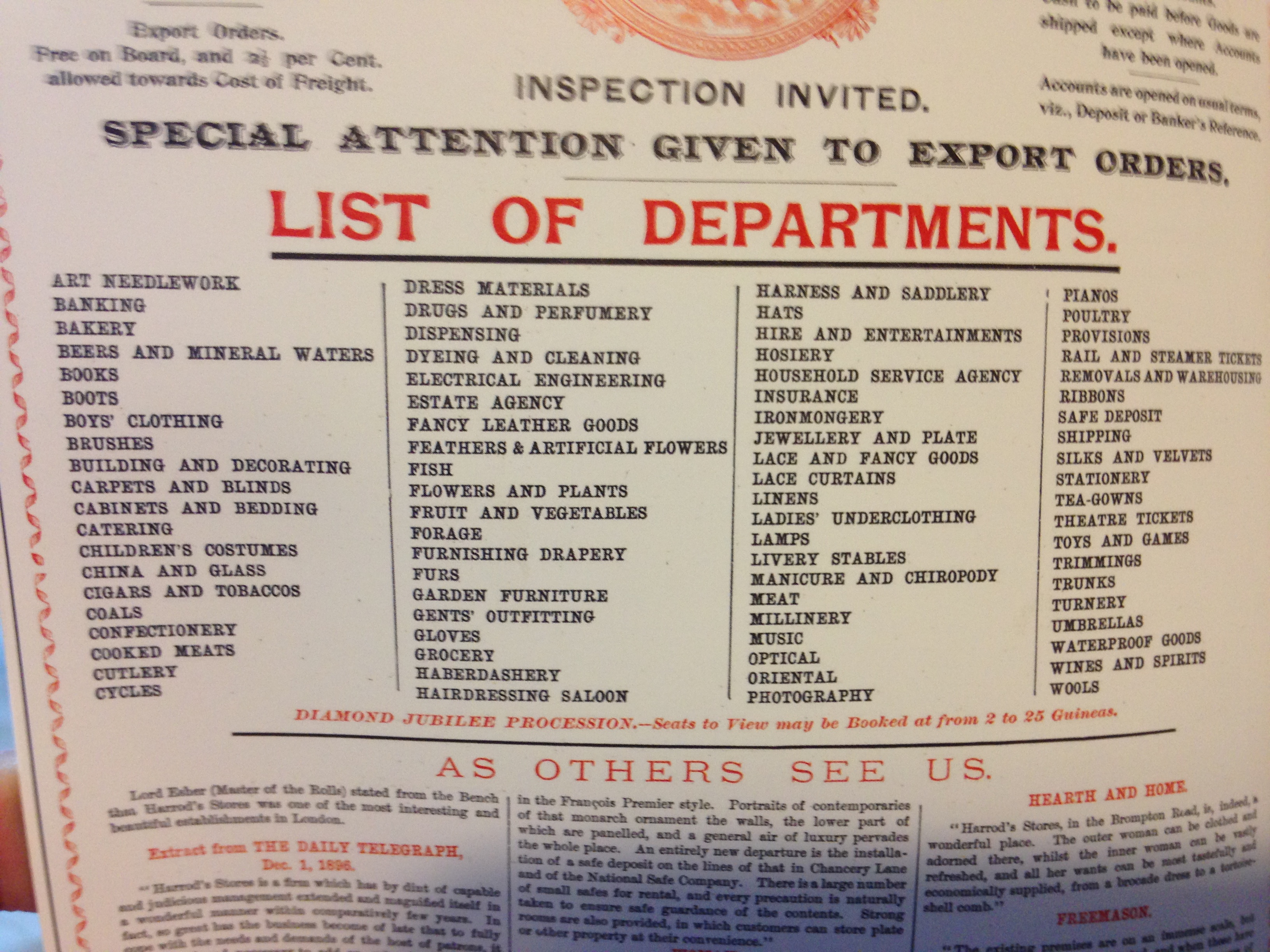 80 Deartamentos de Harrods 1897